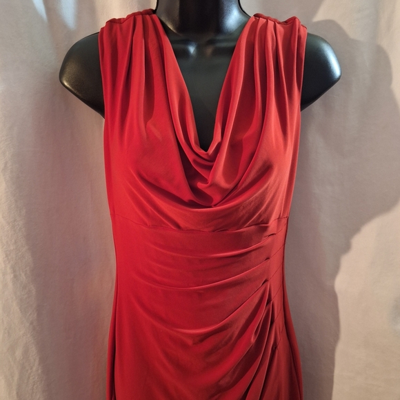 Ralph Lauren Red Draped Midi Dress - Picture 2 of 5
